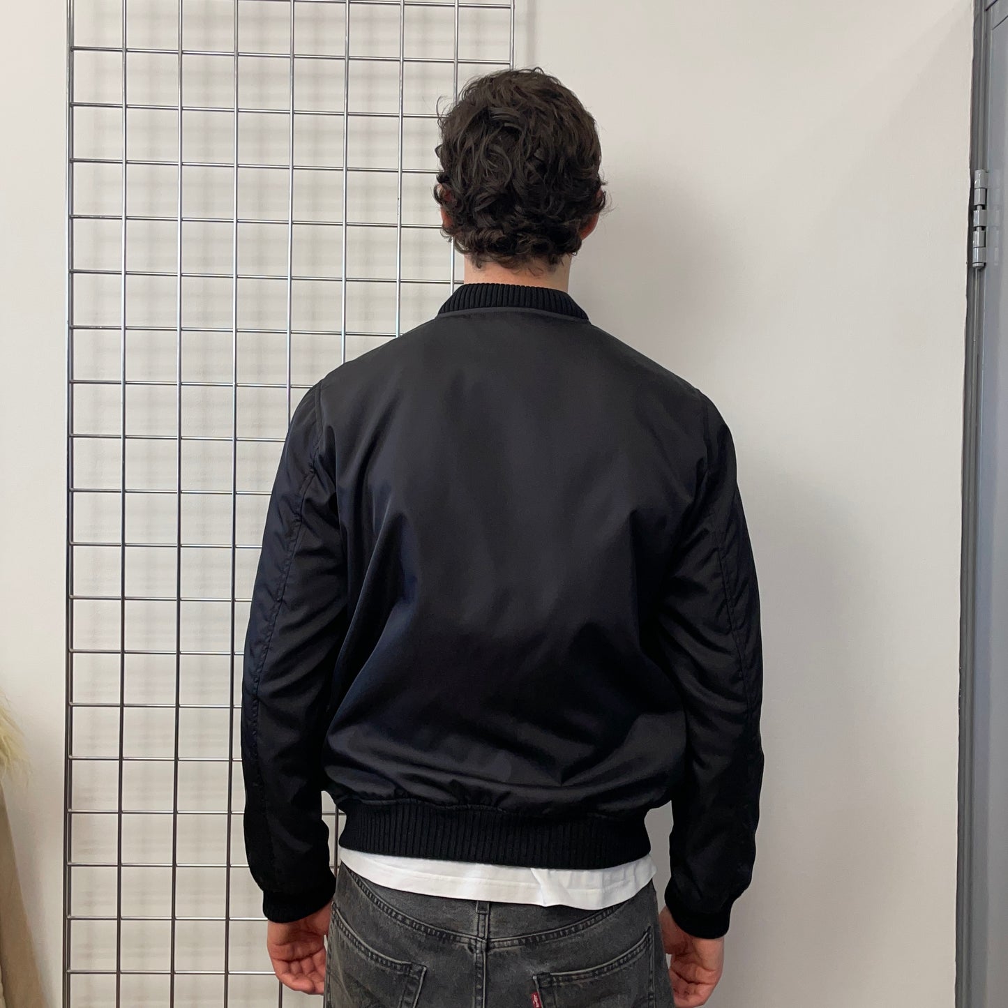 Prada Mainline Black 2016 Nylon Padded Plaque Bomber Jacket