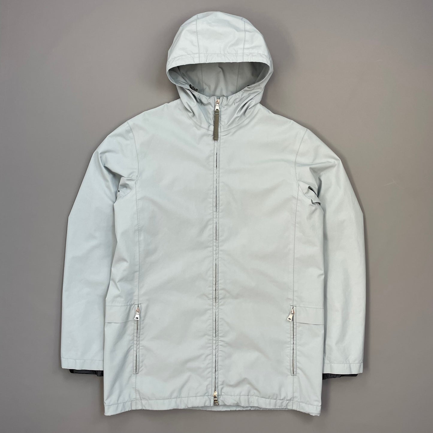 Prada Sport Light Blue Technical Multi-Pocket Goretex Hooded Parka Jacket
