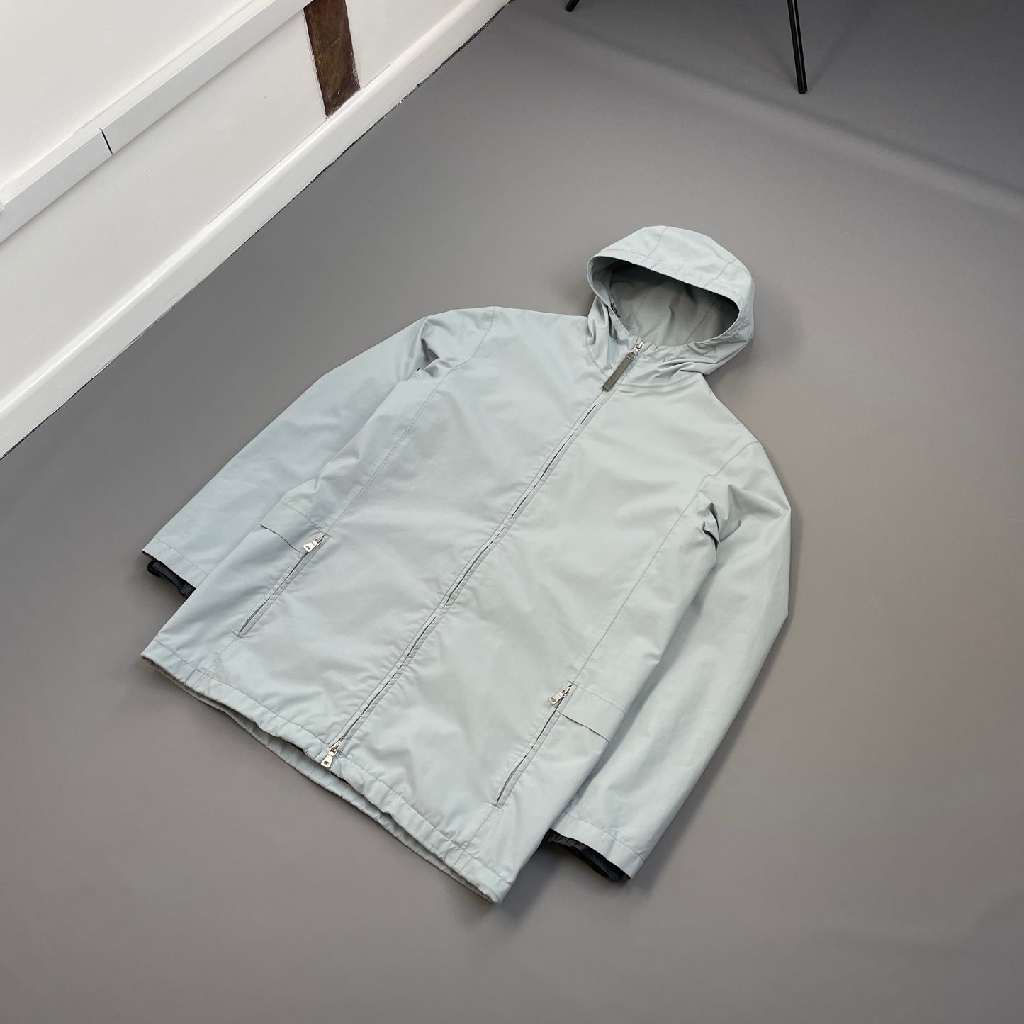 Prada Sport Light Blue Technical Multi-Pocket Goretex Hooded Parka Jacket