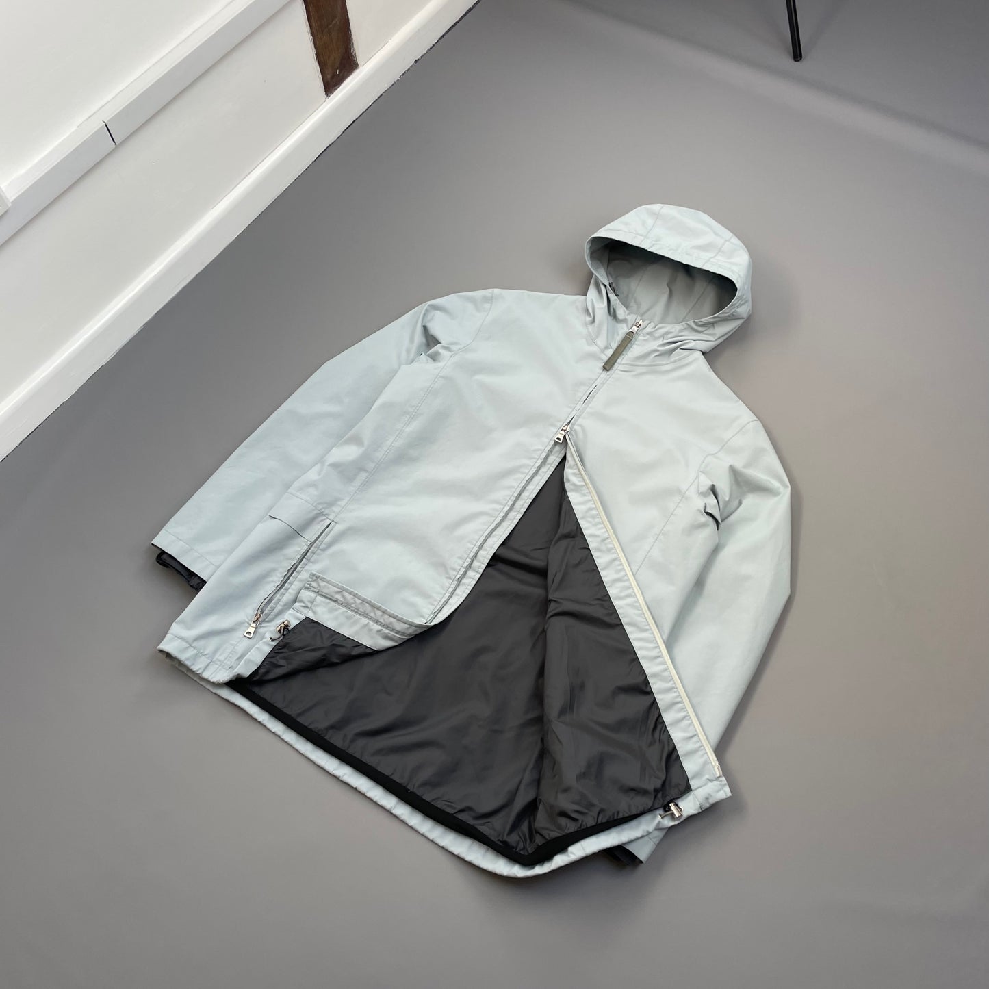 Prada Sport Light Blue Technical Multi-Pocket Goretex Hooded Parka Jacket