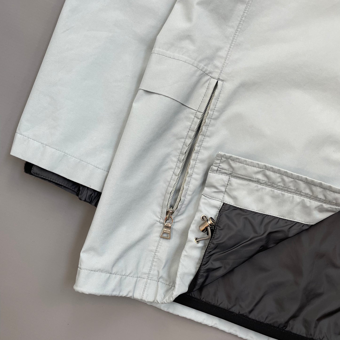 Prada Sport Light Blue Technical Multi-Pocket Goretex Hooded Parka Jacket