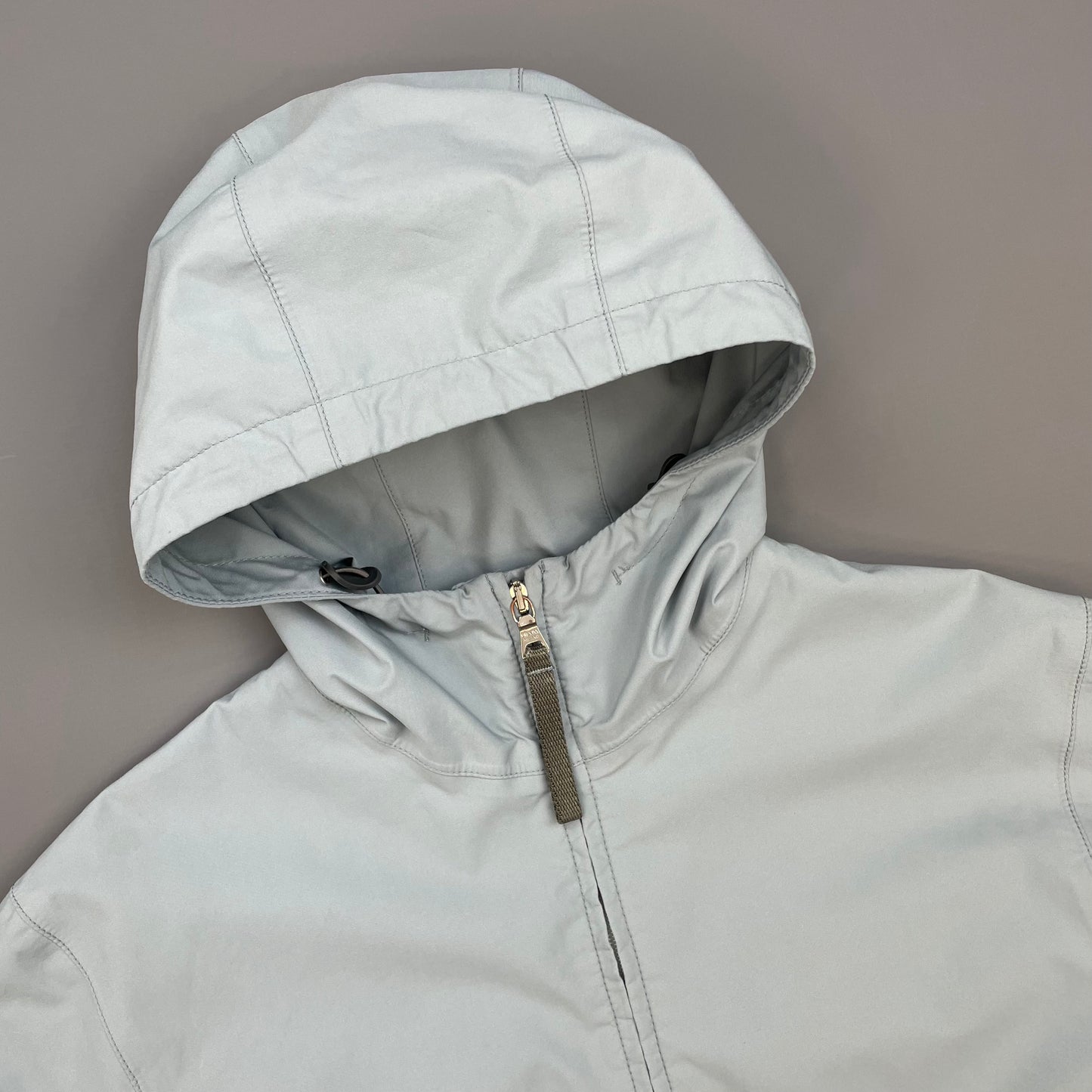 Prada Sport Light Blue Technical Multi-Pocket Goretex Hooded Parka Jacket