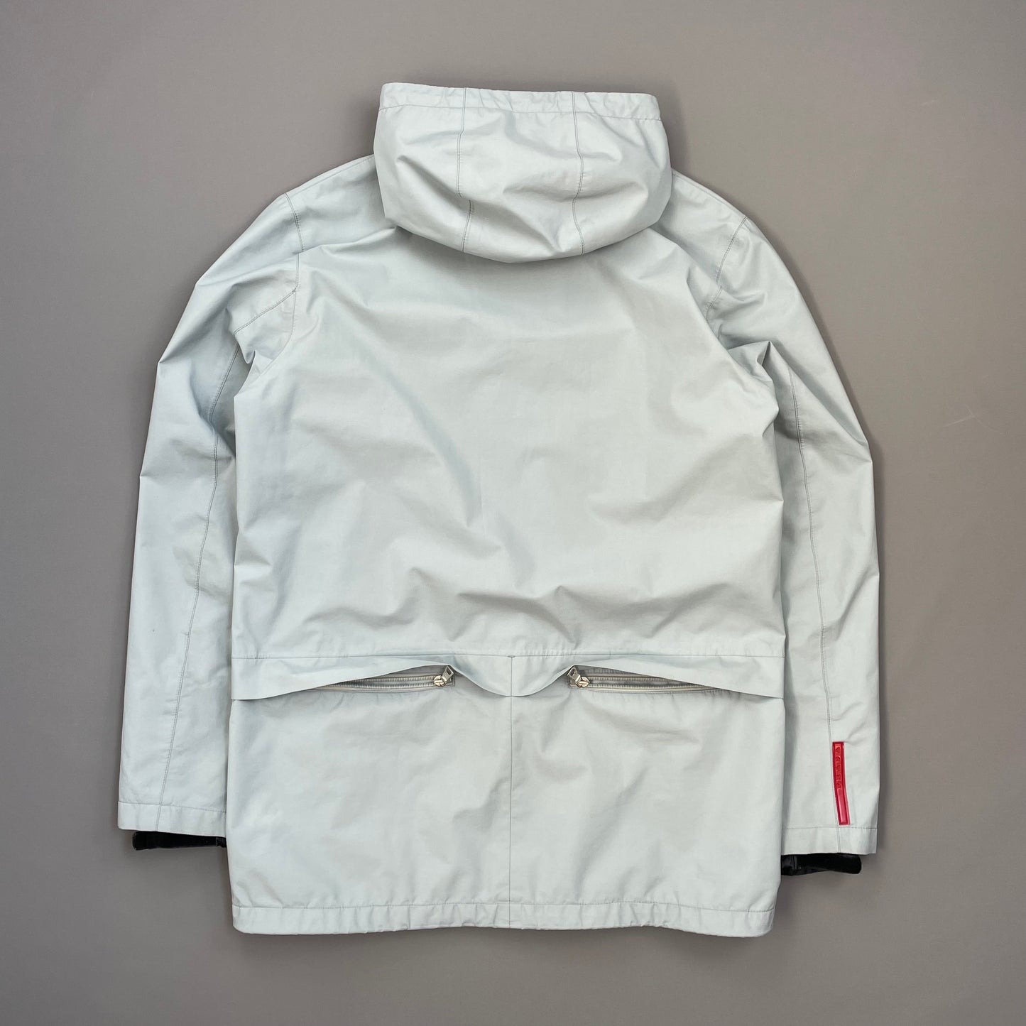 Prada Sport Light Blue Technical Multi-Pocket Goretex Hooded Parka Jacket
