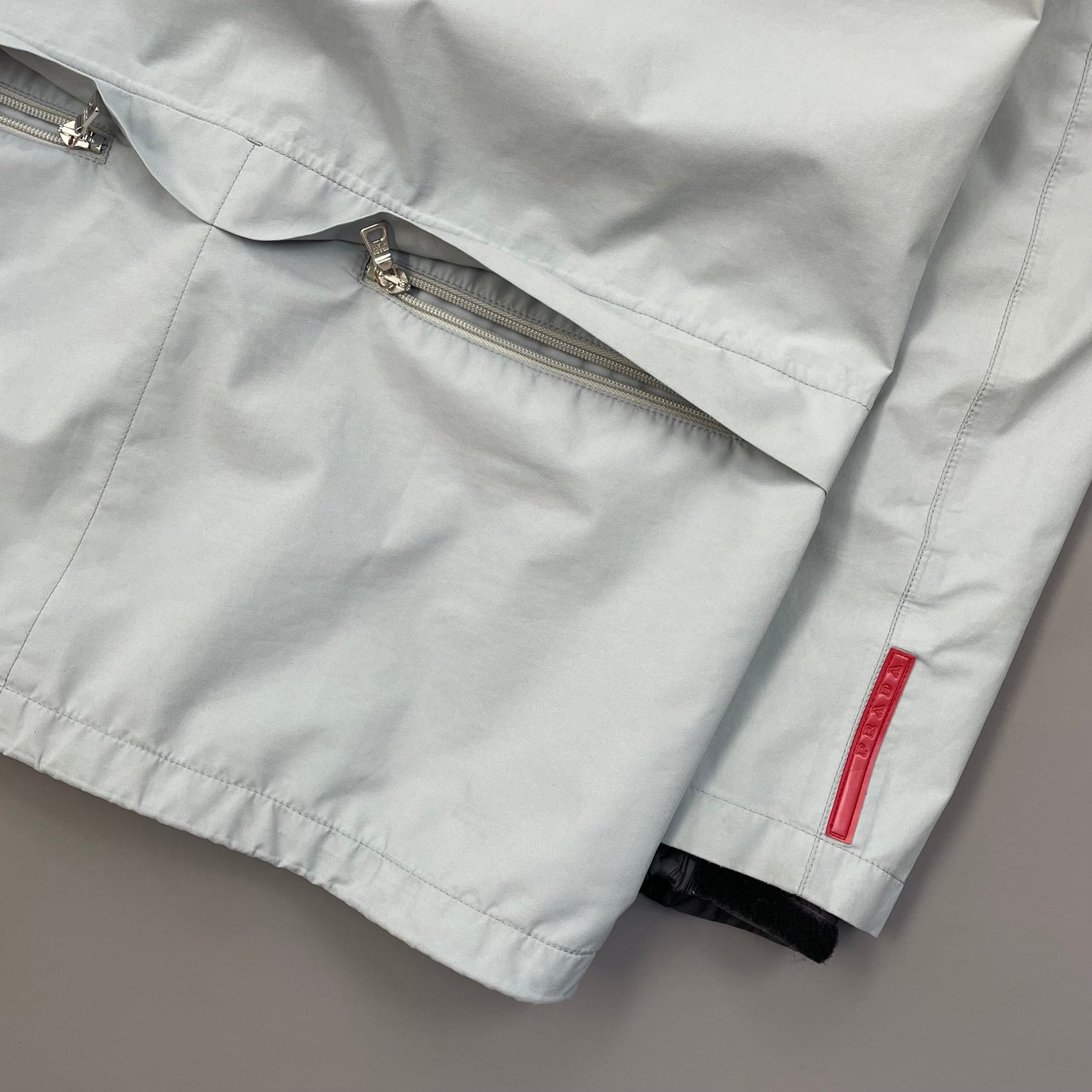 Prada Sport Light Blue Technical Multi-Pocket Goretex Hooded Parka Jacket