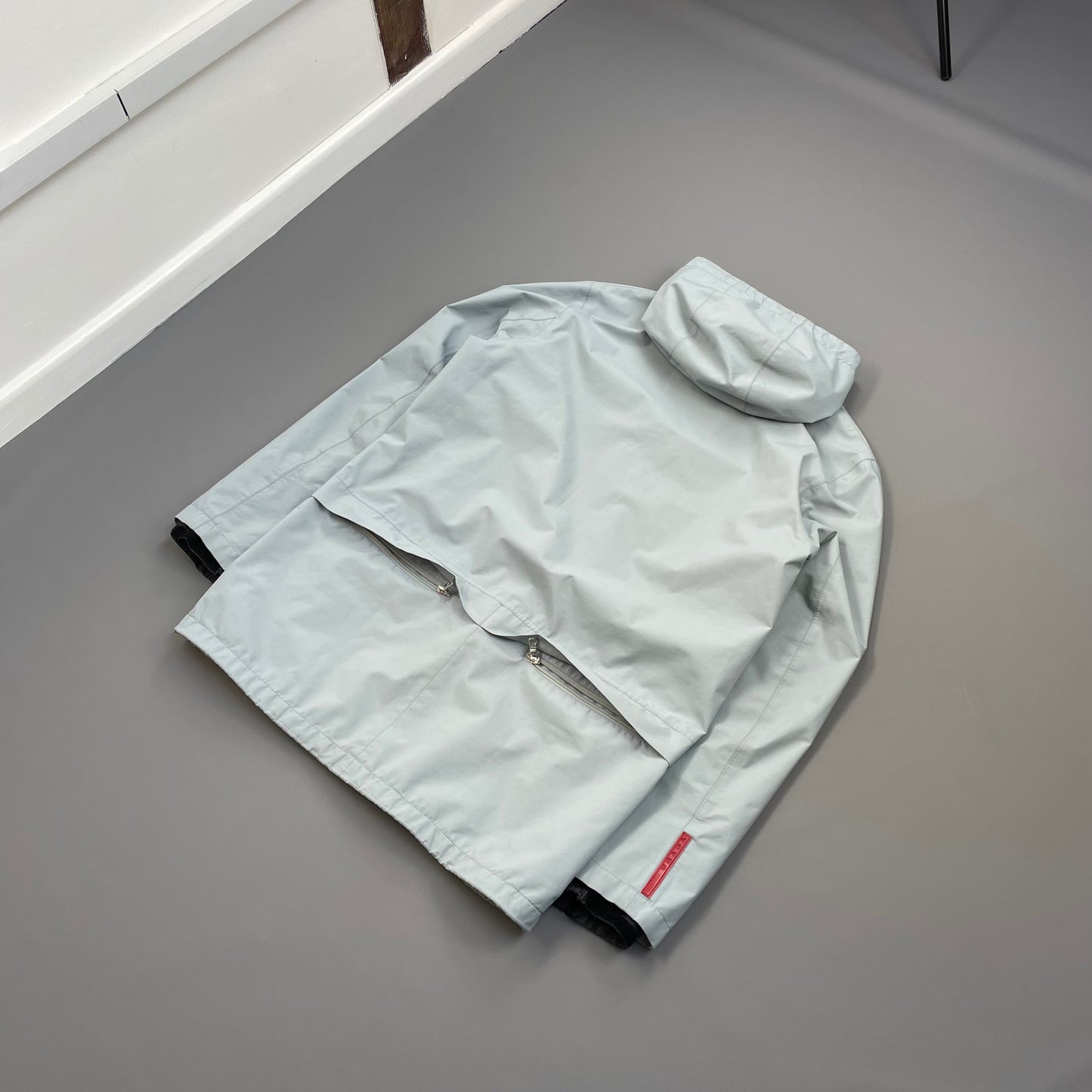 Prada Sport Light Blue Technical Multi-Pocket Goretex Hooded Parka Jacket