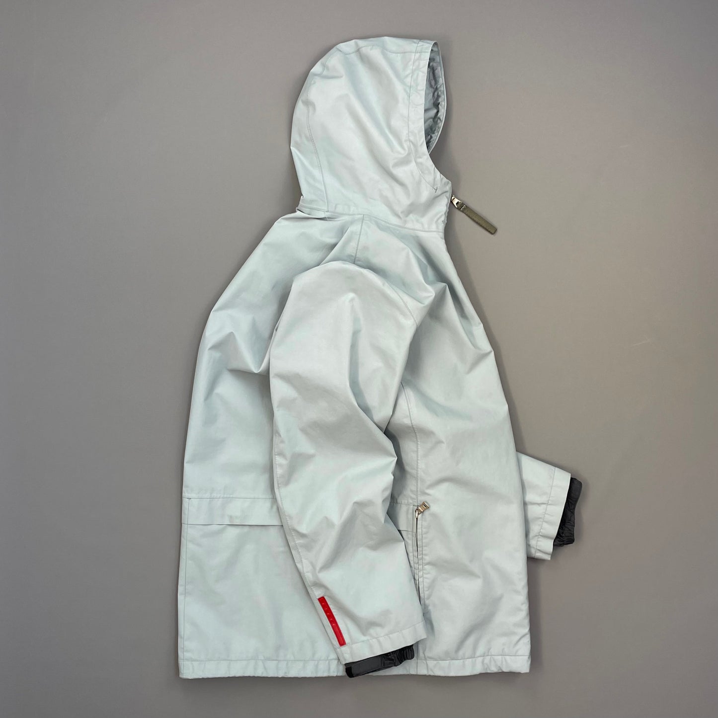 Prada Sport Light Blue Technical Multi-Pocket Goretex Hooded Parka Jacket