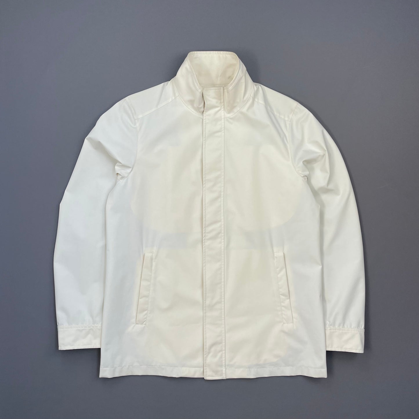 Prada Sport White 2006 Zip-Through Windbreaker Mac Jacket