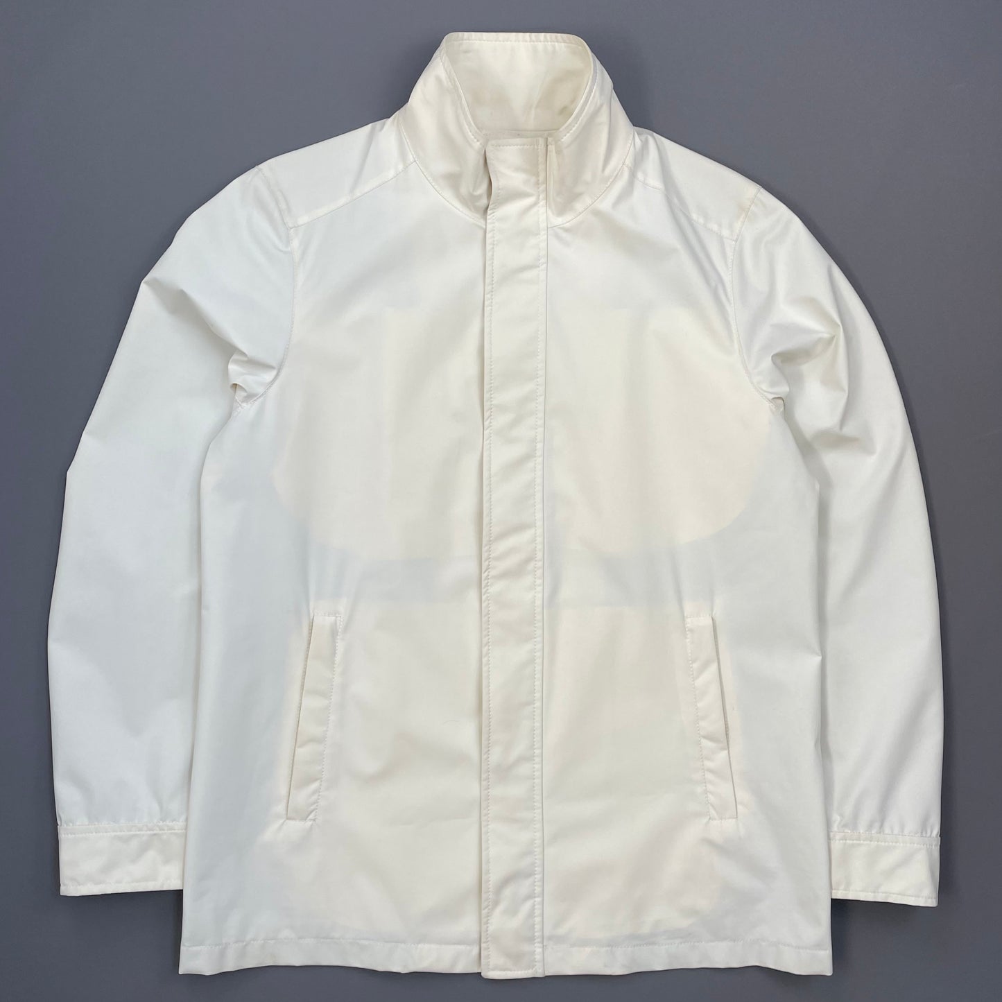 Prada Sport White 2006 Zip-Through Windbreaker Mac Jacket