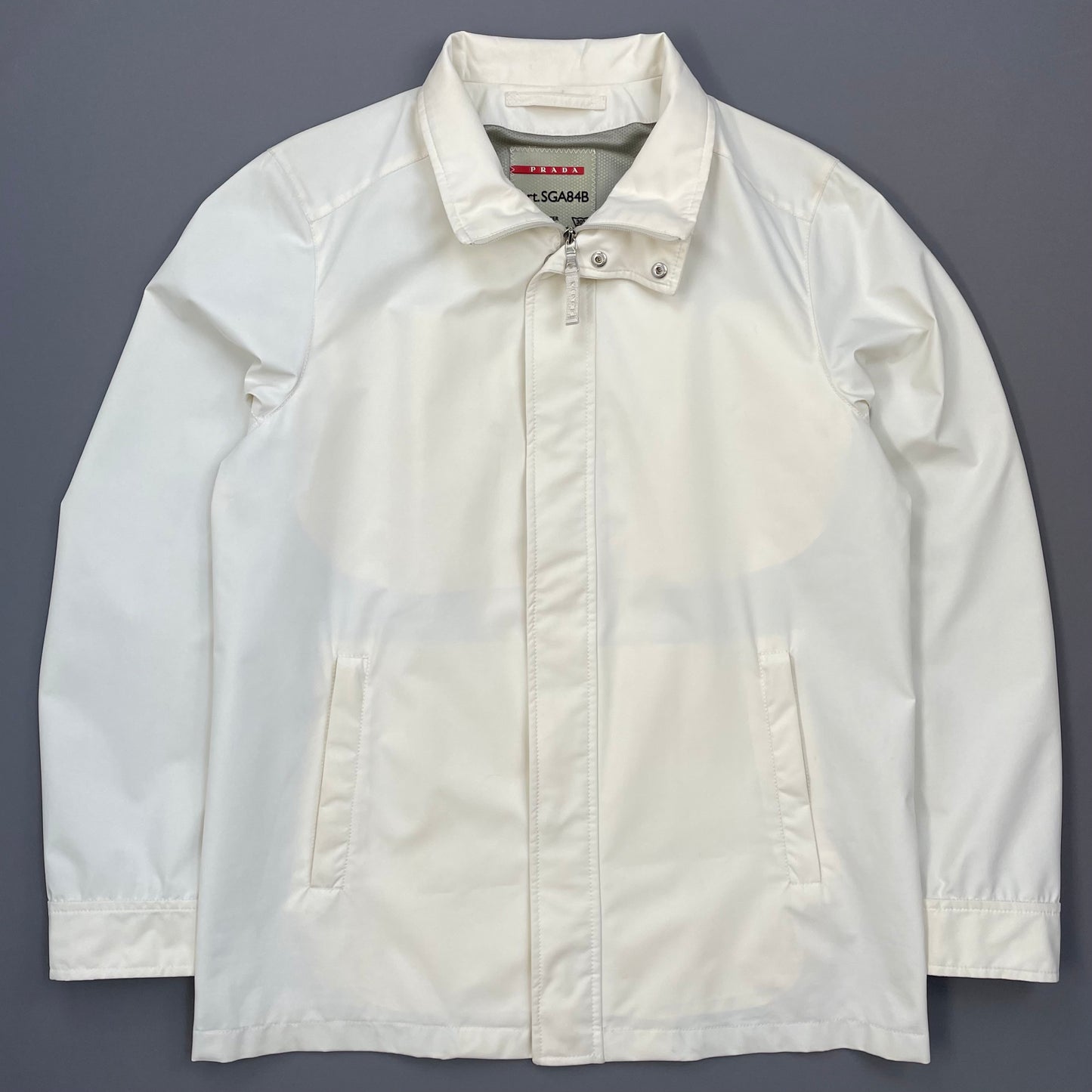 Prada Sport White 2006 Zip-Through Windbreaker Mac Jacket