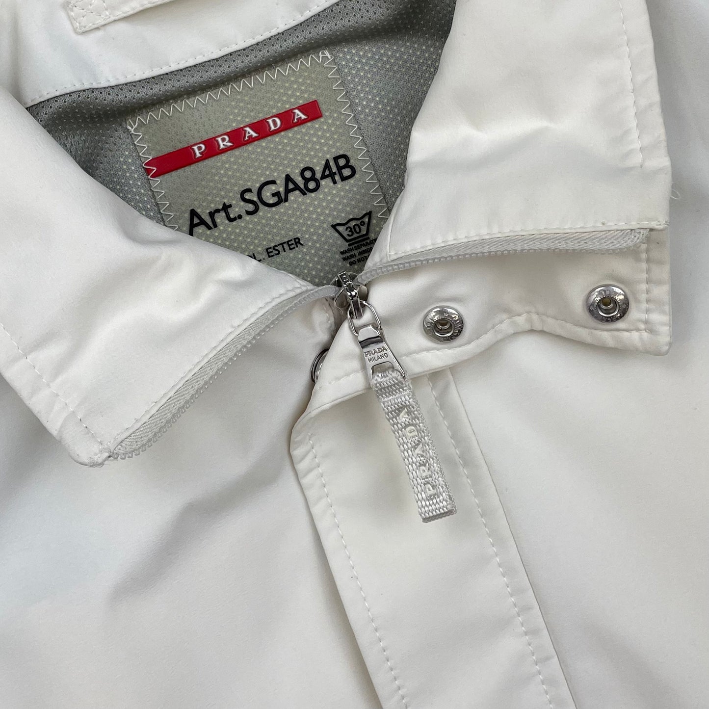 Prada Sport White 2006 Zip-Through Windbreaker Mac Jacket
