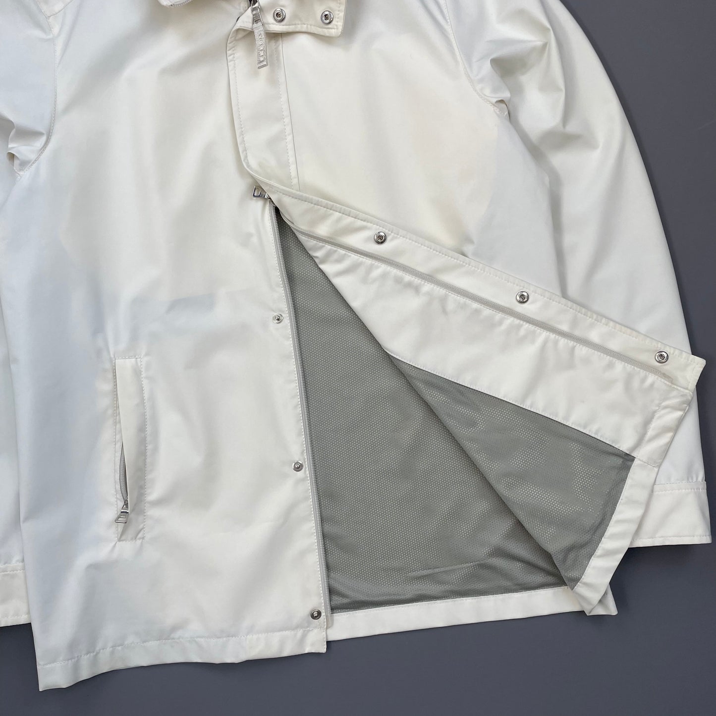 Prada Sport White 2006 Zip-Through Windbreaker Mac Jacket