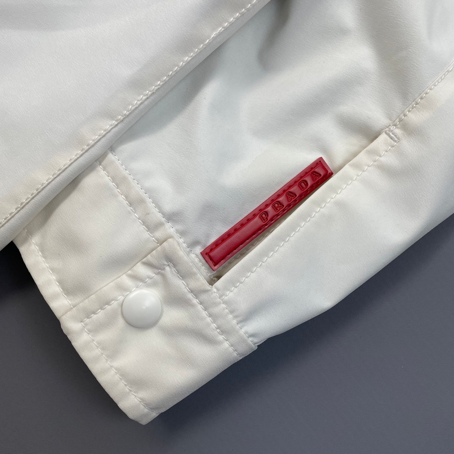 Prada Sport White 2006 Zip-Through Windbreaker Mac Jacket