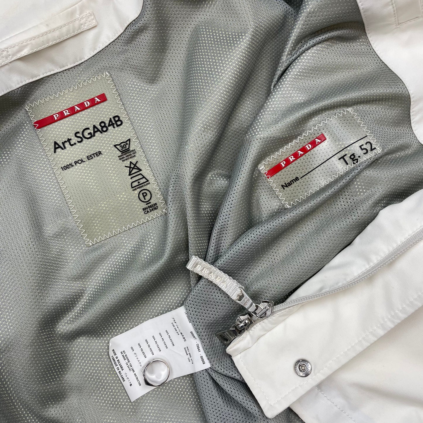 Prada Sport White 2006 Zip-Through Windbreaker Mac Jacket