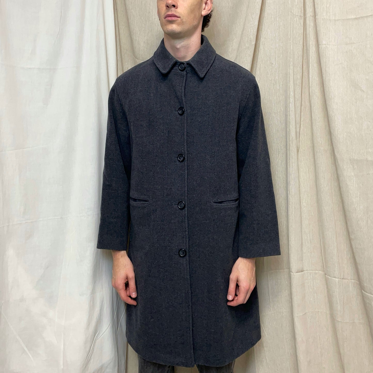 Armani Jeans Grey 90s Wool Overcoat
