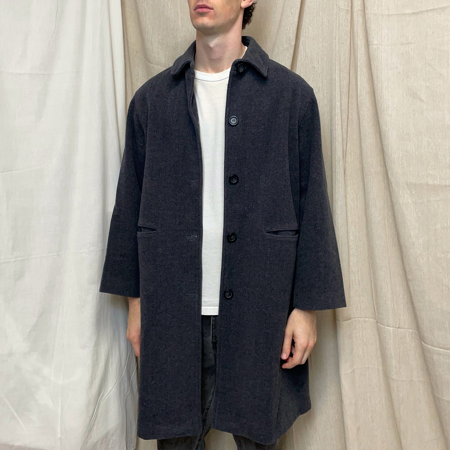 Armani Jeans Grey 90s Wool Overcoat