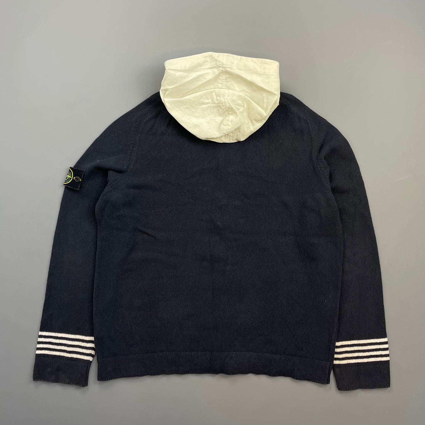 Stone Island Navy SS07 Contrast Hood Zip-Through Knit Cardigan Jumper