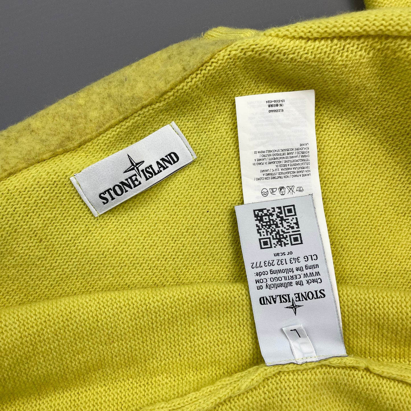 Stone Island Yellow AW14 Wool Knit Crewneck Jumper