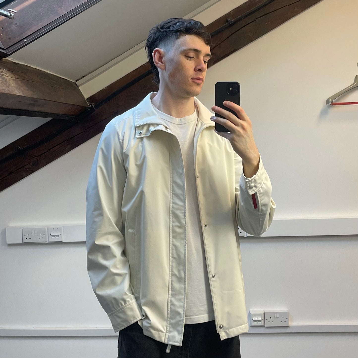 Prada Sport White 2006 Zip-Through Windbreaker Mac Jacket