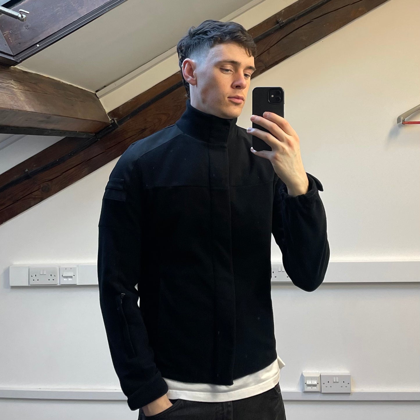 Prada Sport Black 2011 Panelled Technical Zip-Through Fleece Jacket