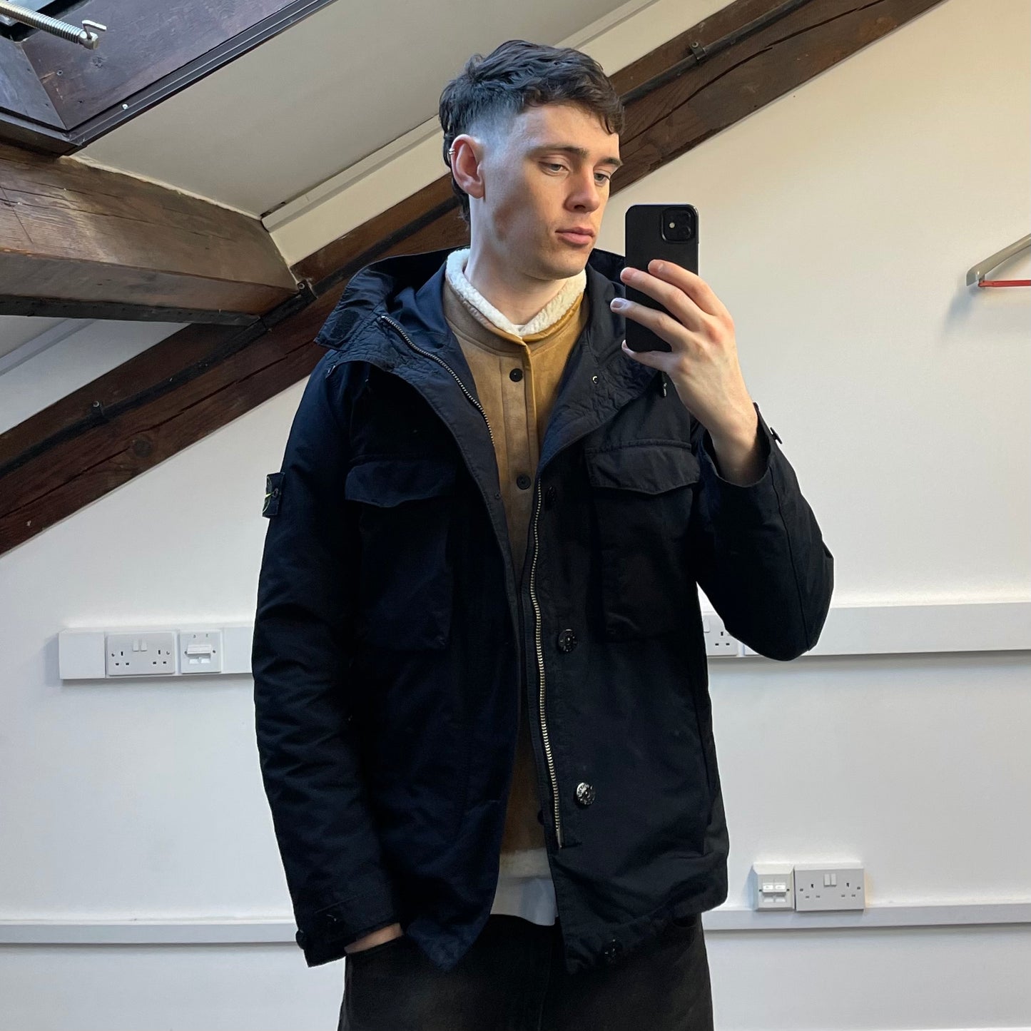Stone Island Navy AW19 Sheepskin Liner David-TC Down Parka Jacket