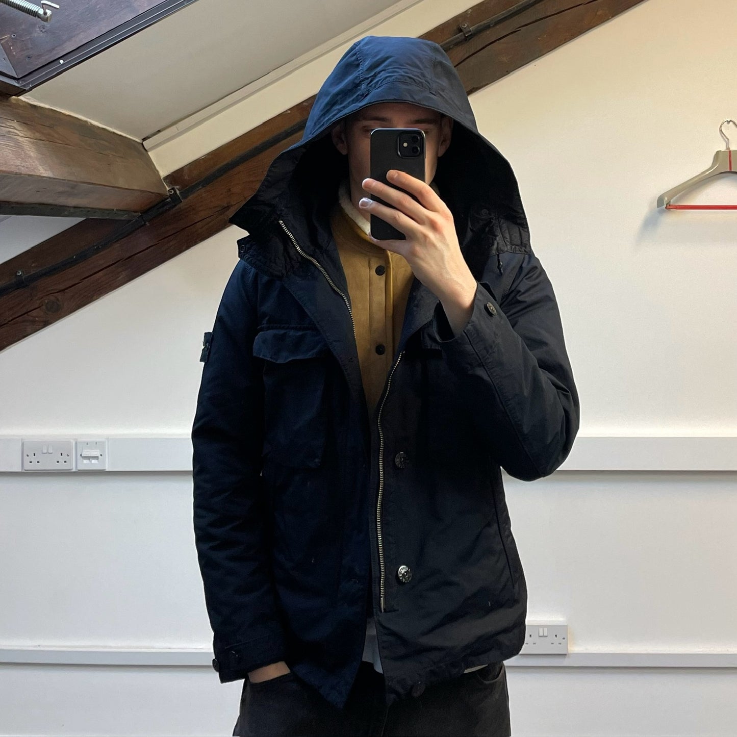 Stone Island Navy AW19 Sheepskin Liner David-TC Down Parka Jacket