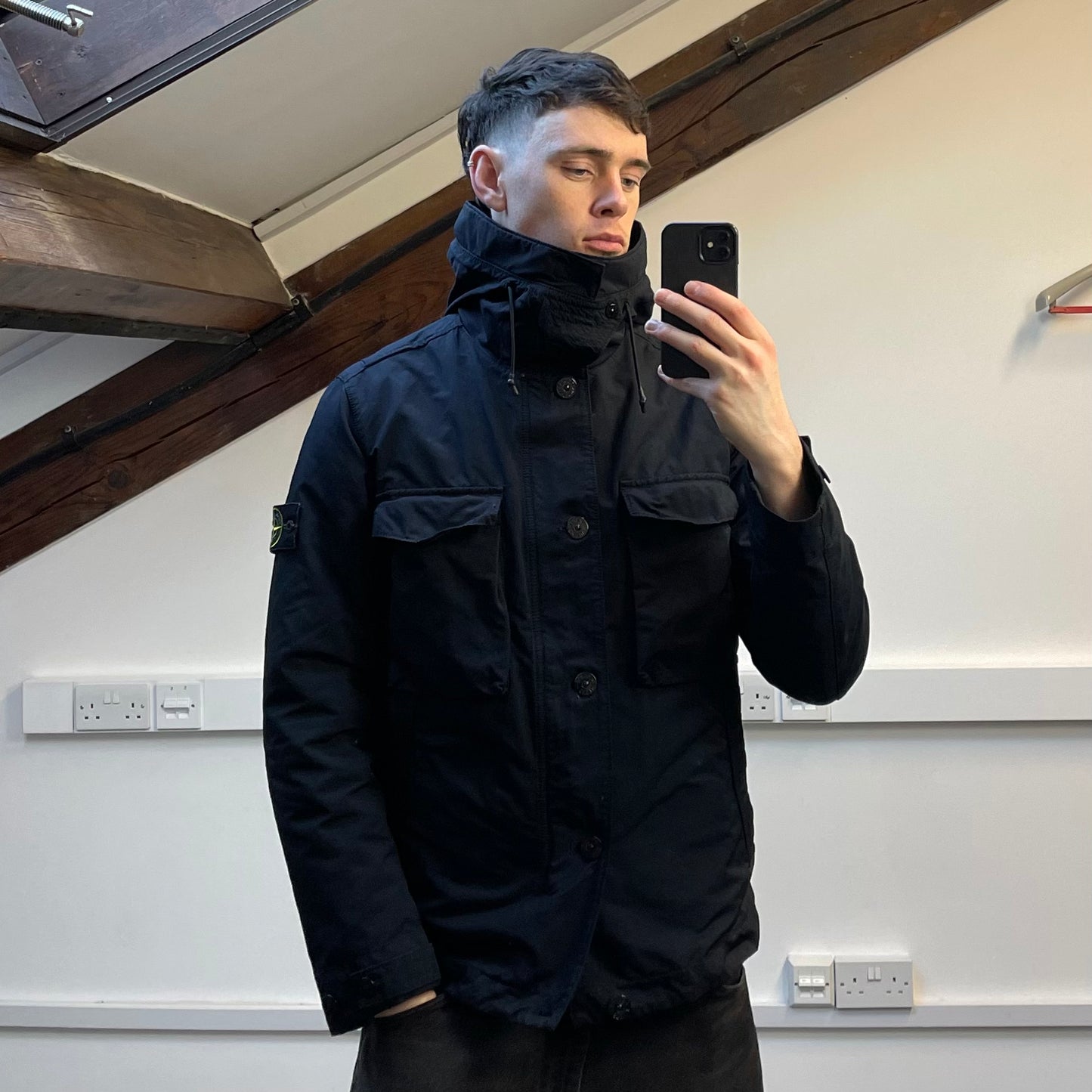 Stone Island Navy AW19 Sheepskin Liner David-TC Down Parka Jacket