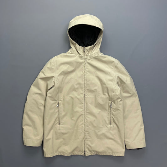 Prada Sport Cream & Brown 3-in-1 Waterproof Hooded Mac Liner Jacket