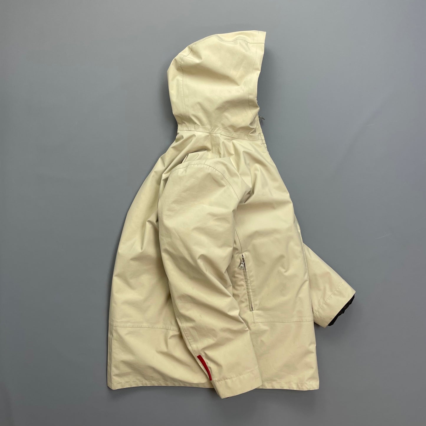Prada Sport Cream & Brown 3-in-1 Waterproof Hooded Mac Liner Jacket