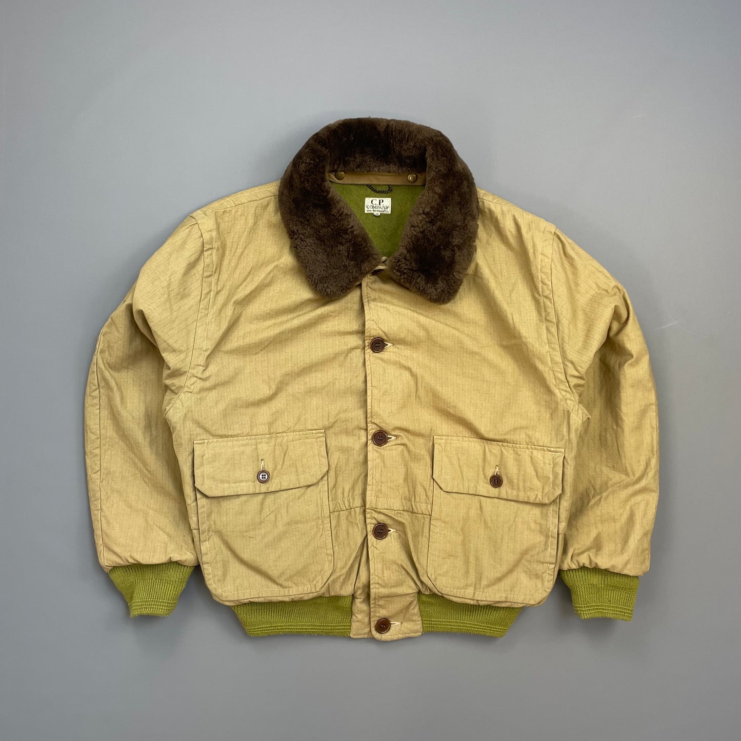 C.P. Company Brown 80s Ideas From Massimo Osti Japanese Release Fur Collar Herringbone Bomber Jacket