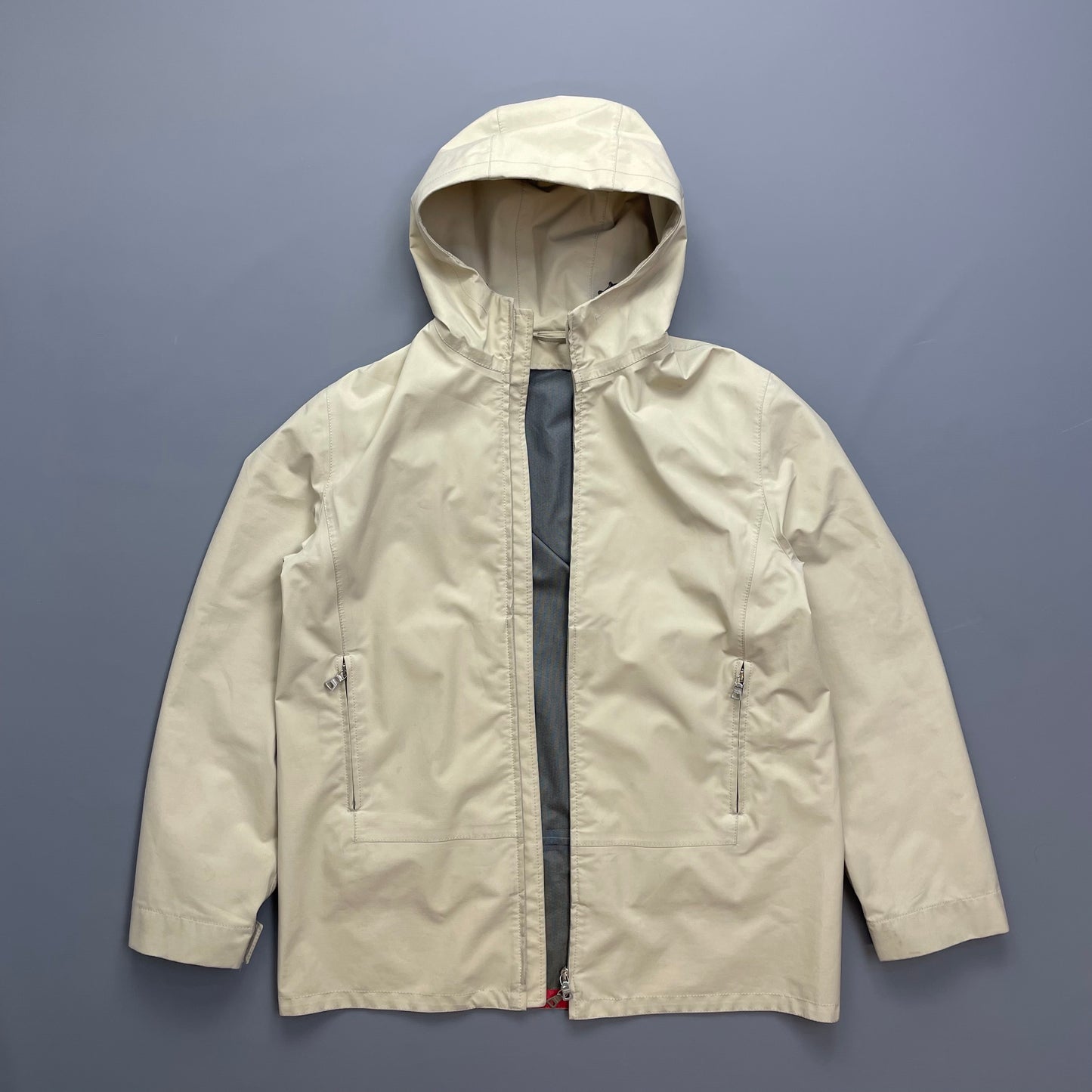 Prada Sport Cream & Brown 3-in-1 Waterproof Hooded Mac Liner Jacket
