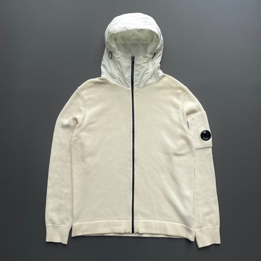 C.P. Company Cream Hybrid Zip-Through Knit Jacket