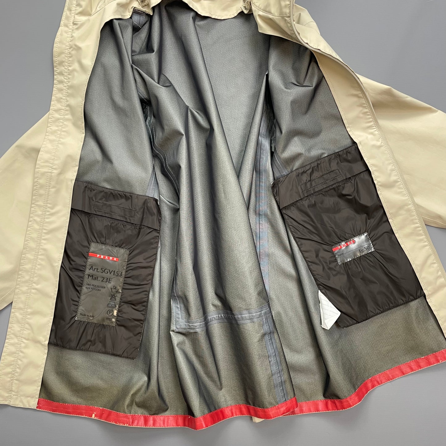 Prada Sport Cream & Brown 3-in-1 Waterproof Hooded Mac Liner Jacket