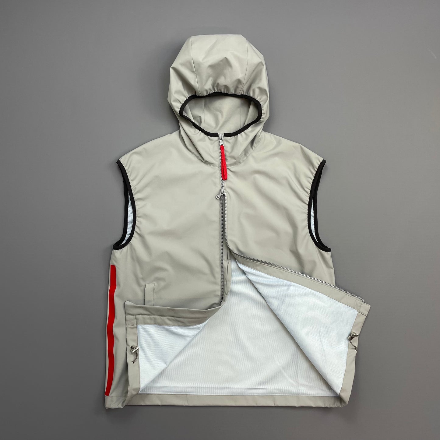 Prada Sport Grey SS00 Hooded Sailing Gilet Vest