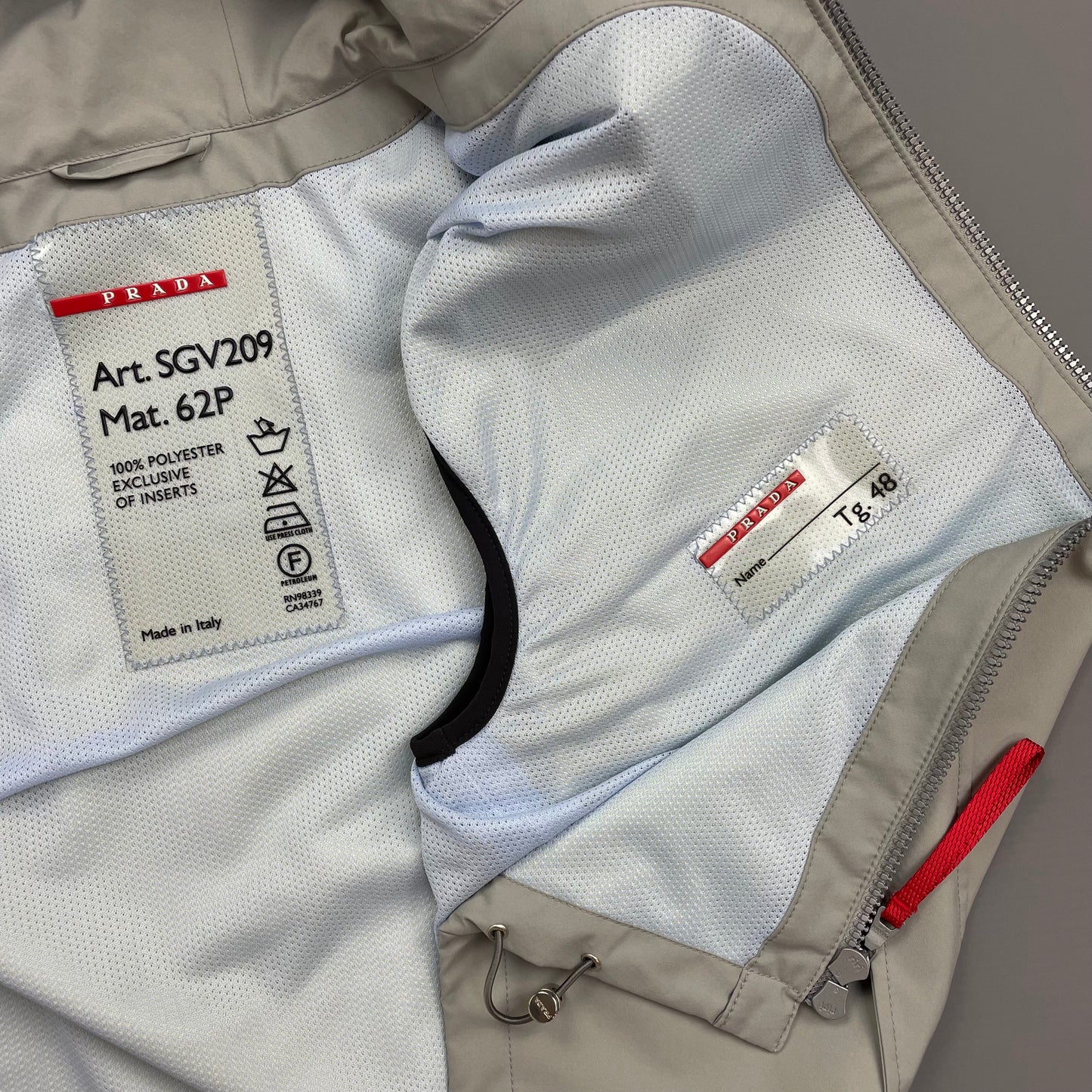 Prada Sport Grey SS00 Hooded Sailing Gilet Vest