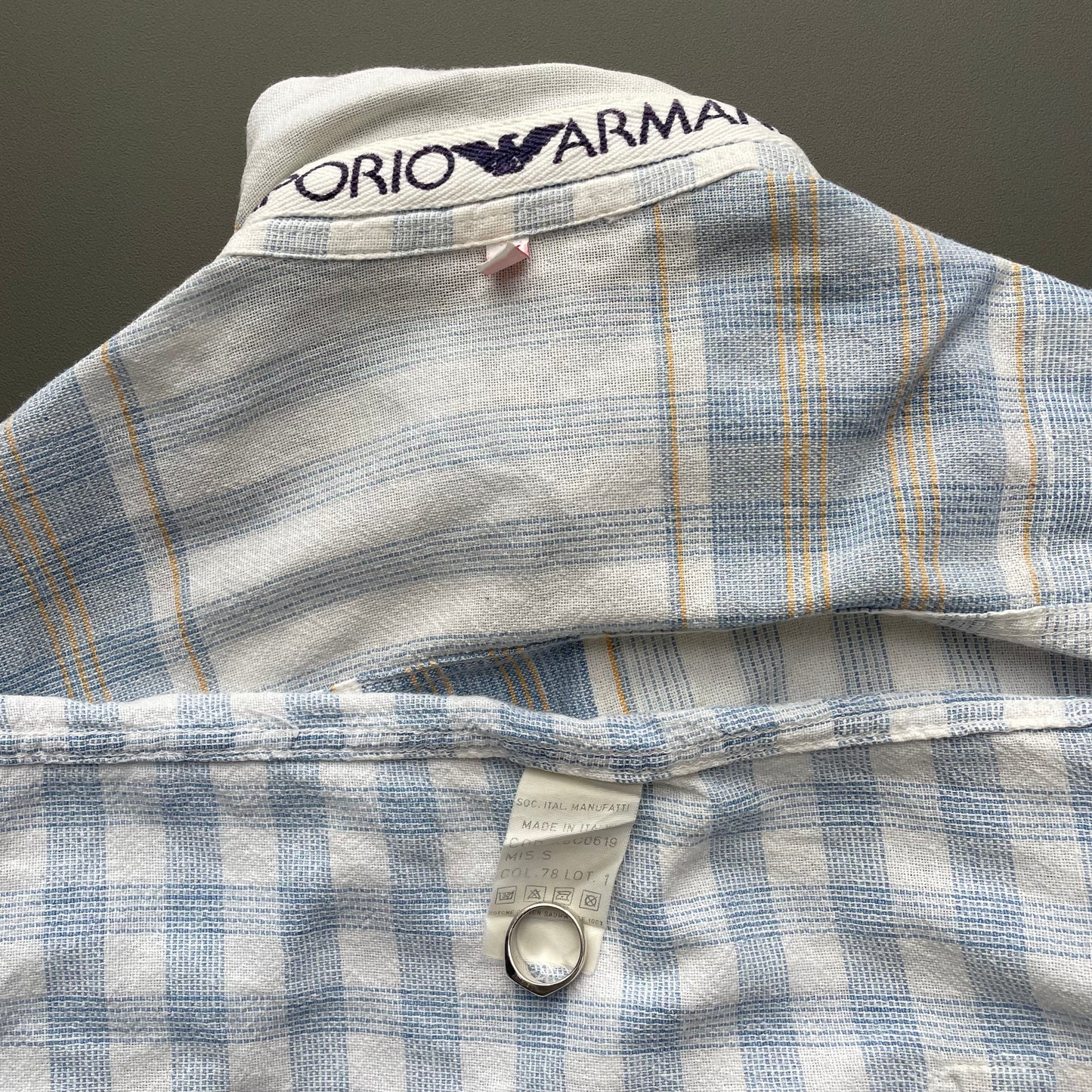 Emporio Armani Blue & White 80s Varied Flannel Shirt