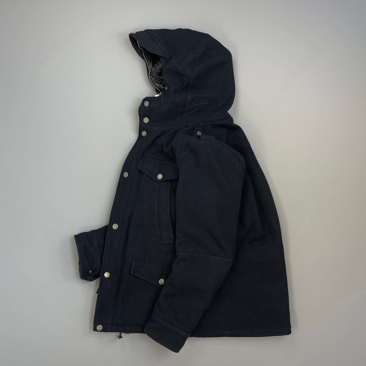 C.P. Company Navy Wool Padded Multi-Pocket Hooded Parka Jacket