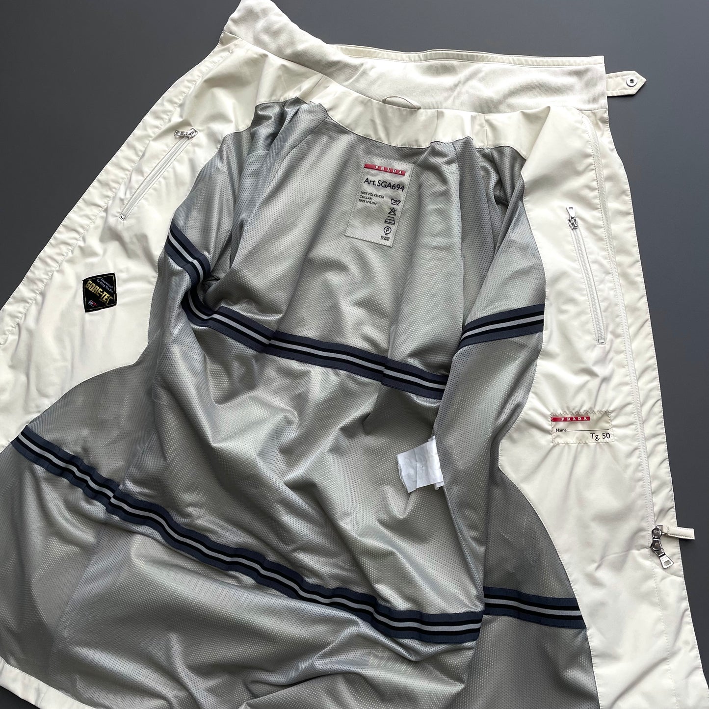 Prada Sport Cream 00s Goretex Longline Trench Coat