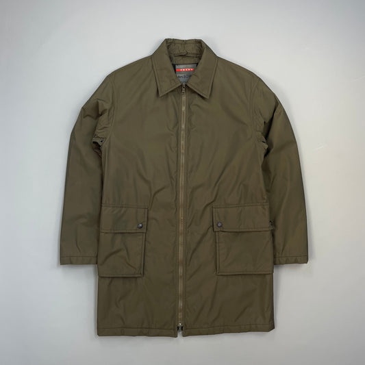 Prada Sport Brown 2006 Padded & Lined Nylon Trench Mac Jacket