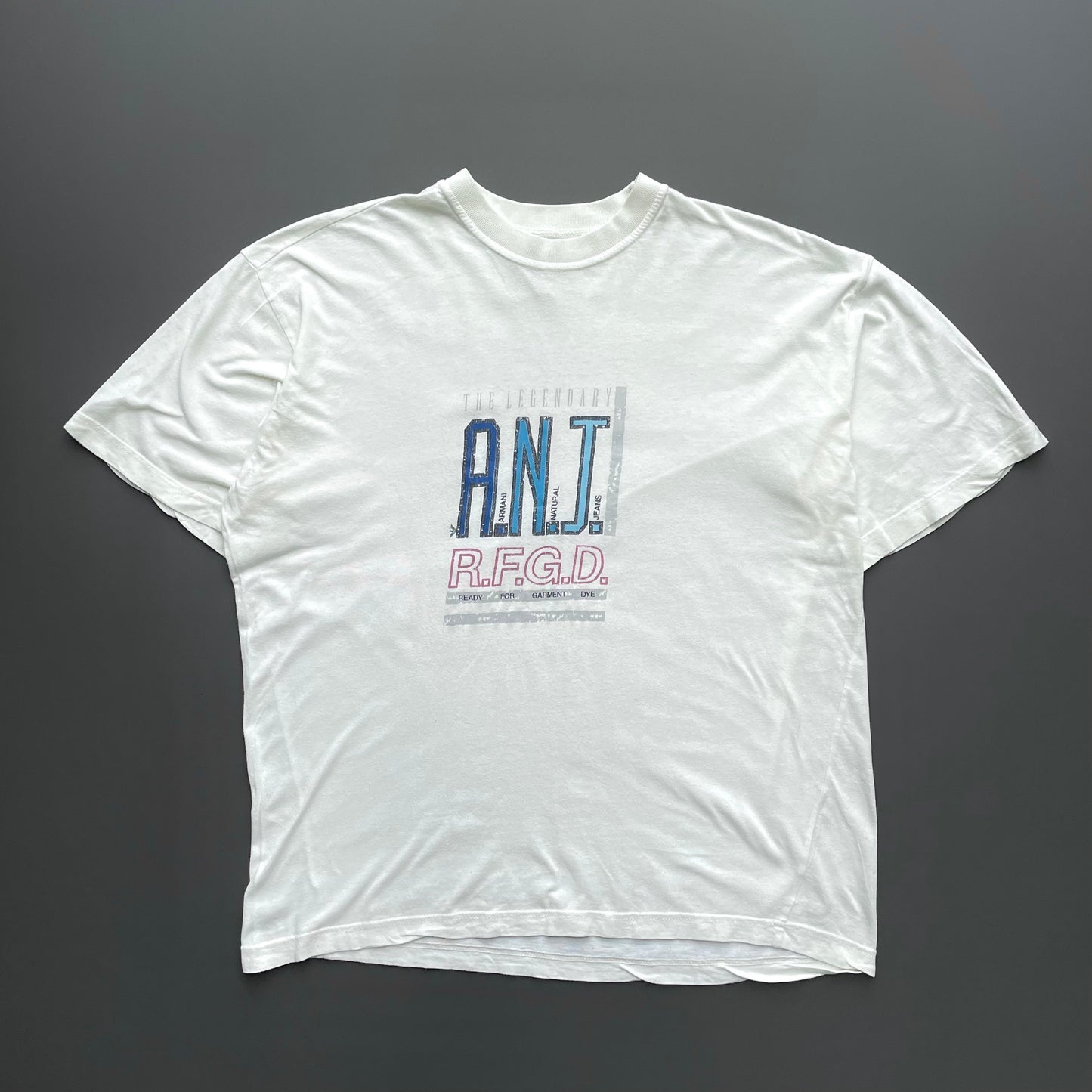 Armani Jeans Cream 90s Graphic Spellout T-Shirt