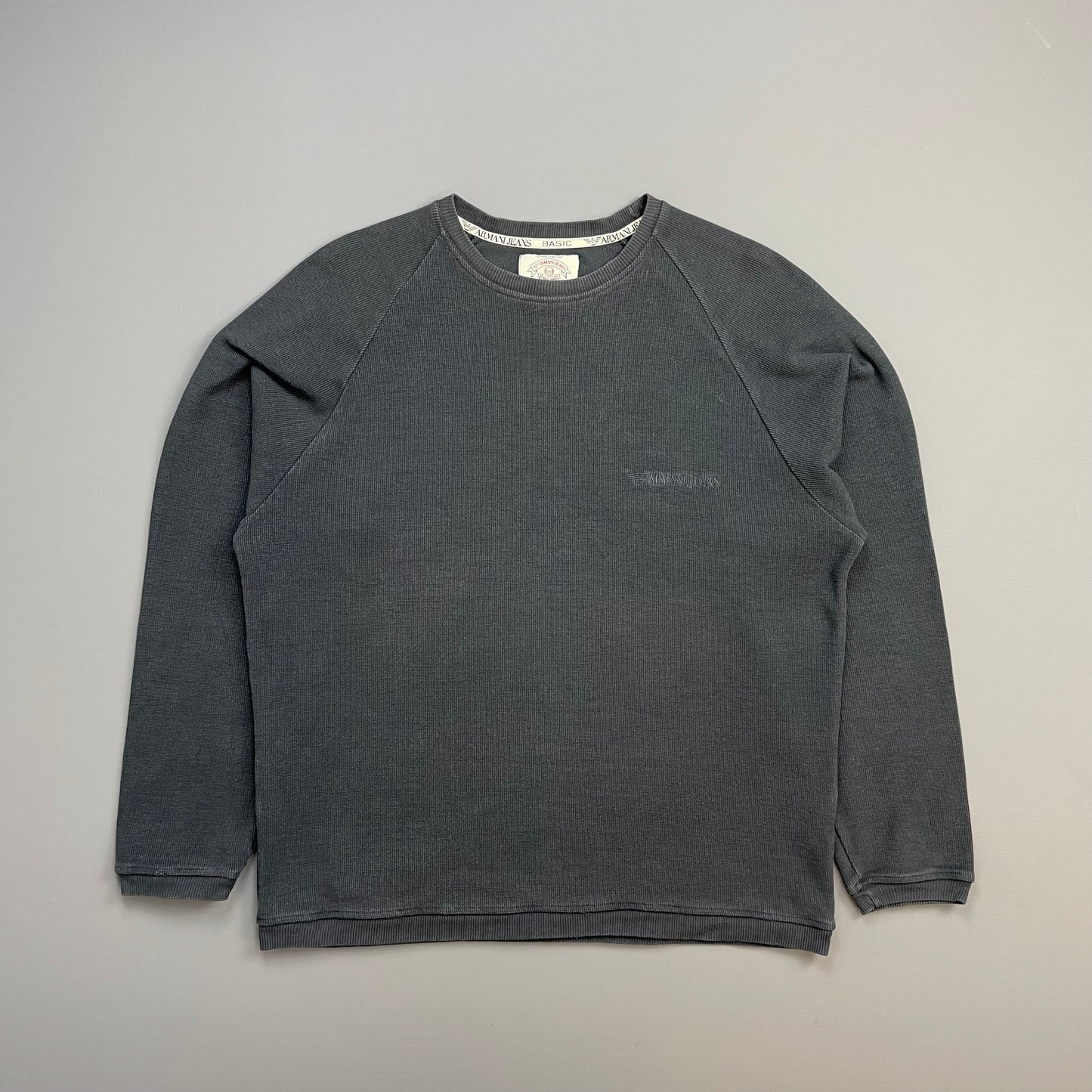 Armani Jeans Dark Grey 90s Waffle Crewneck Jumper