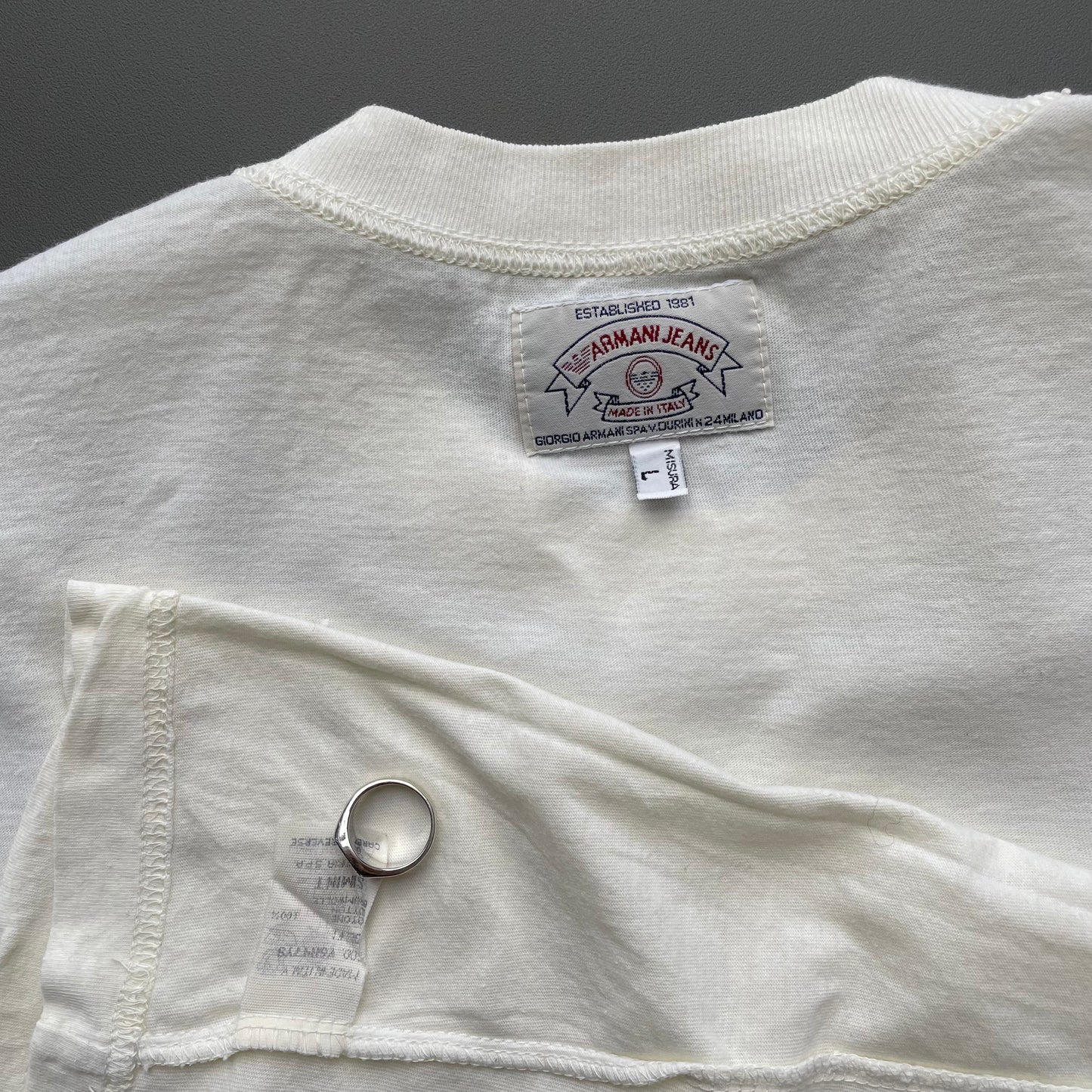 Armani Jeans Cream 90s Graphic Spellout T-Shirt
