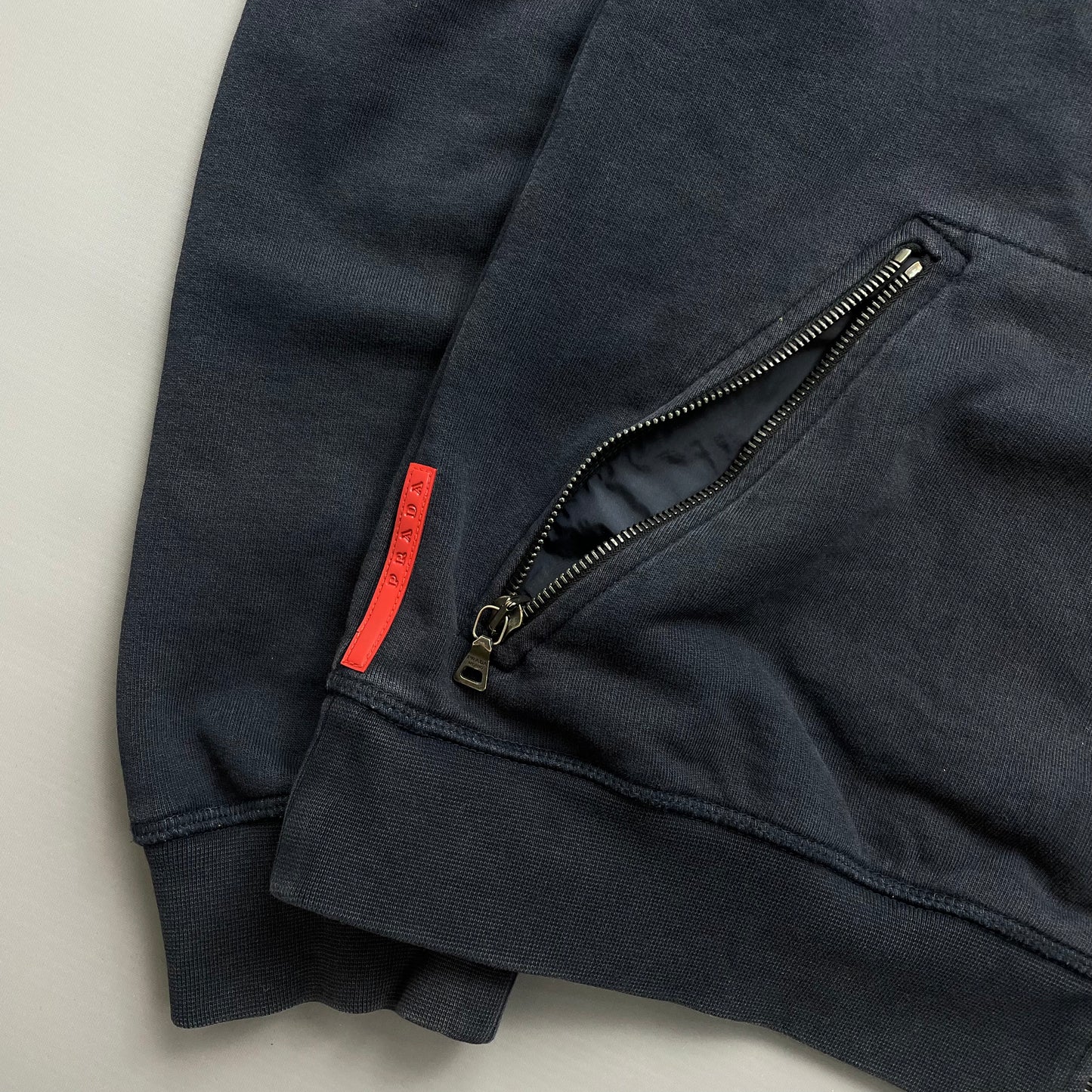 Prada Sport 2012 Red Tab Nylon Hood Zip-Through Hoodie