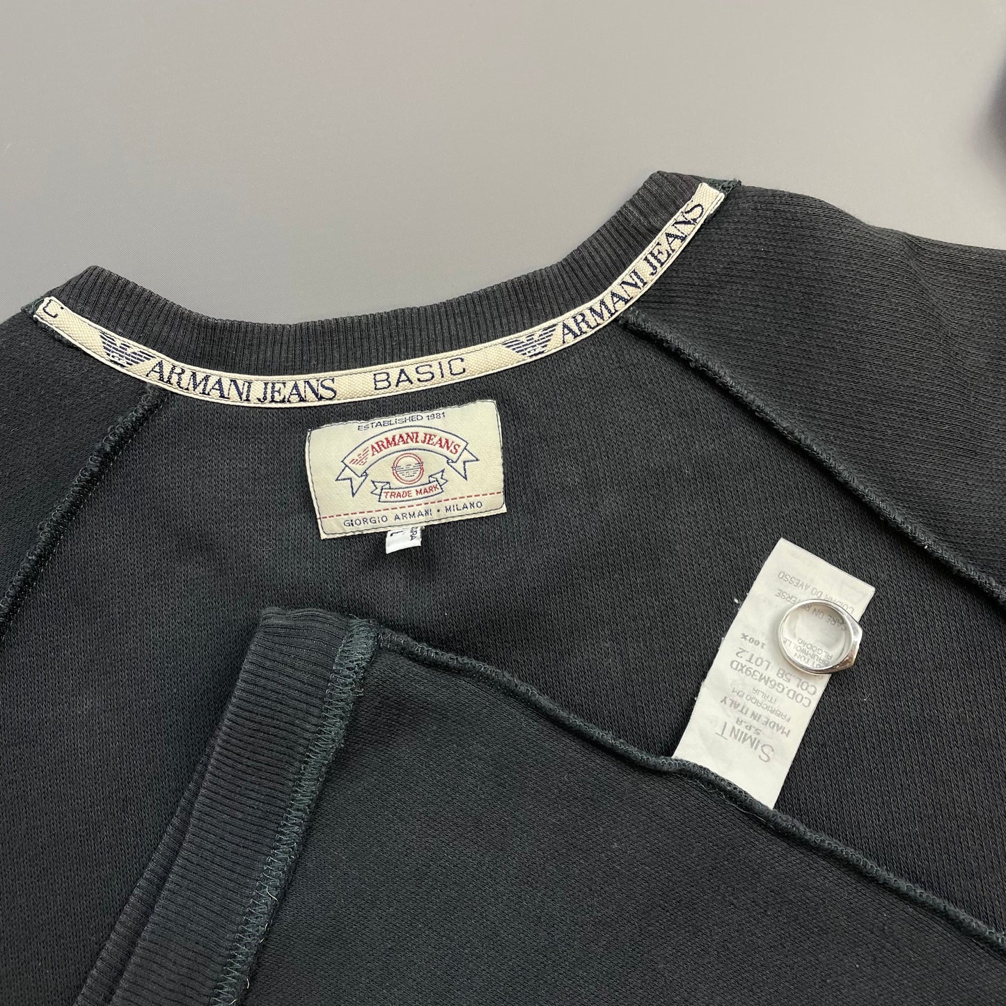 Armani Jeans Dark Grey 90s Waffle Crewneck Jumper