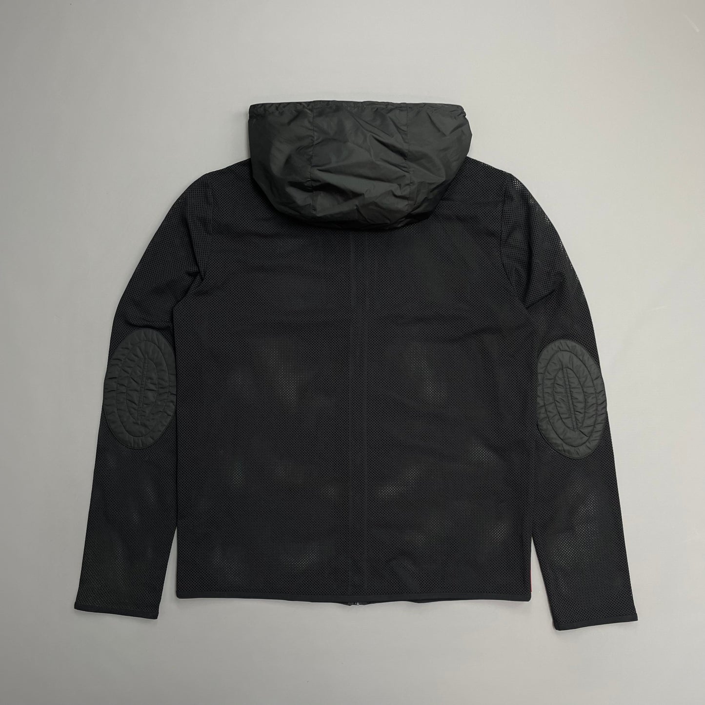Prada Sport Black SS00 Nylon Hooded Mesh Zip-Through Jacket