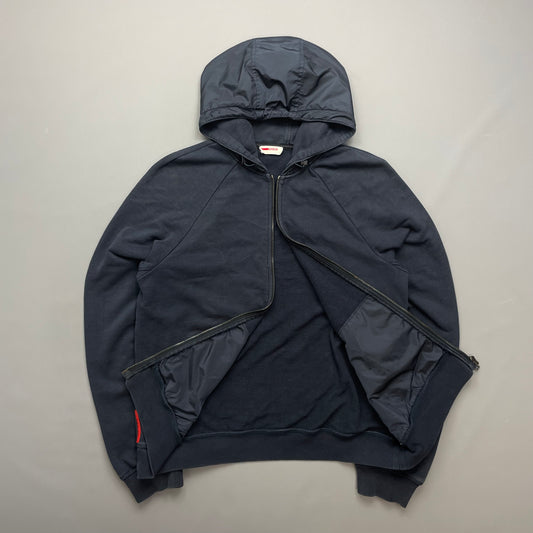 Prada Sport 2012 Red Tab Nylon Hood Zip-Through Hoodie