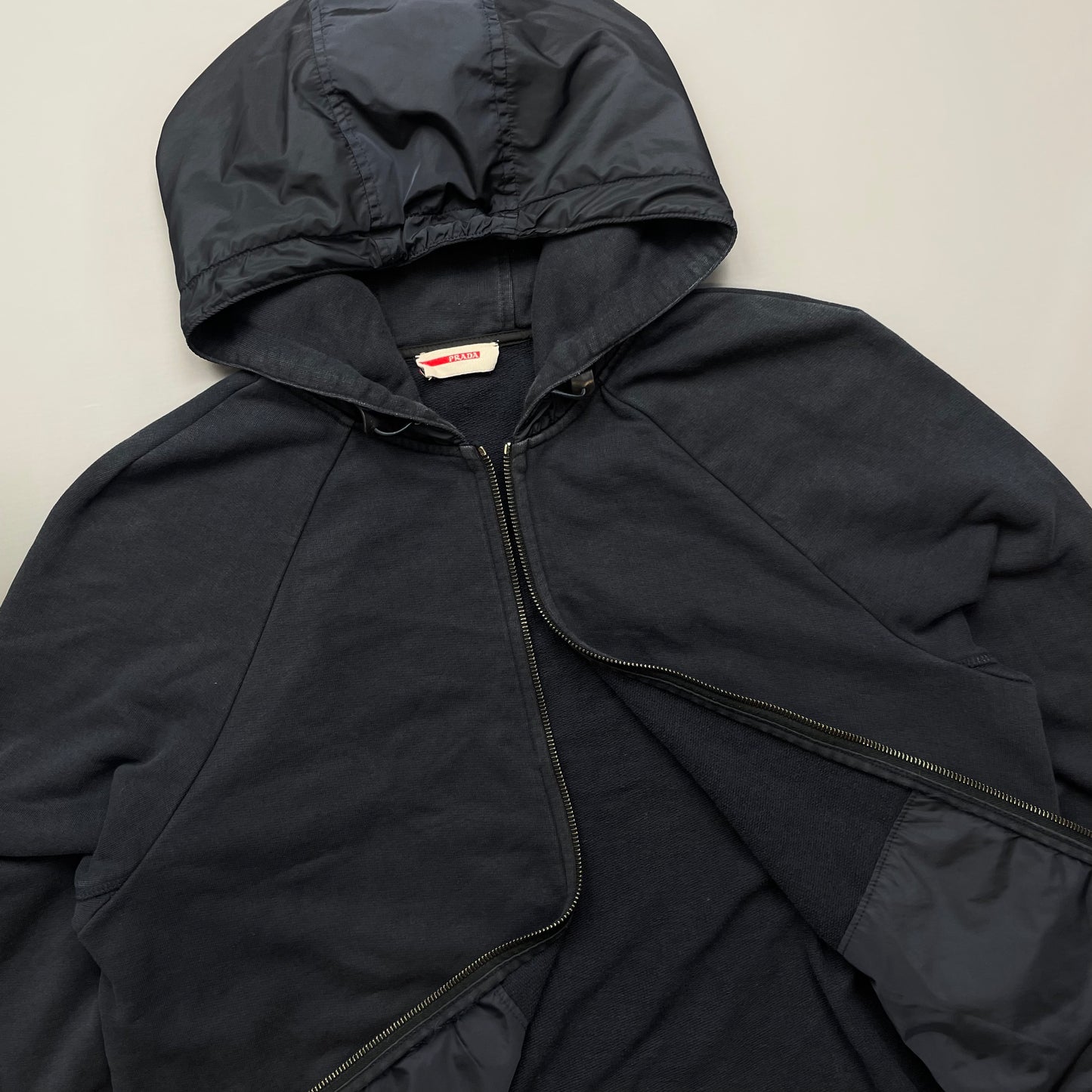 Prada Sport 2012 Red Tab Nylon Hood Zip-Through Hoodie