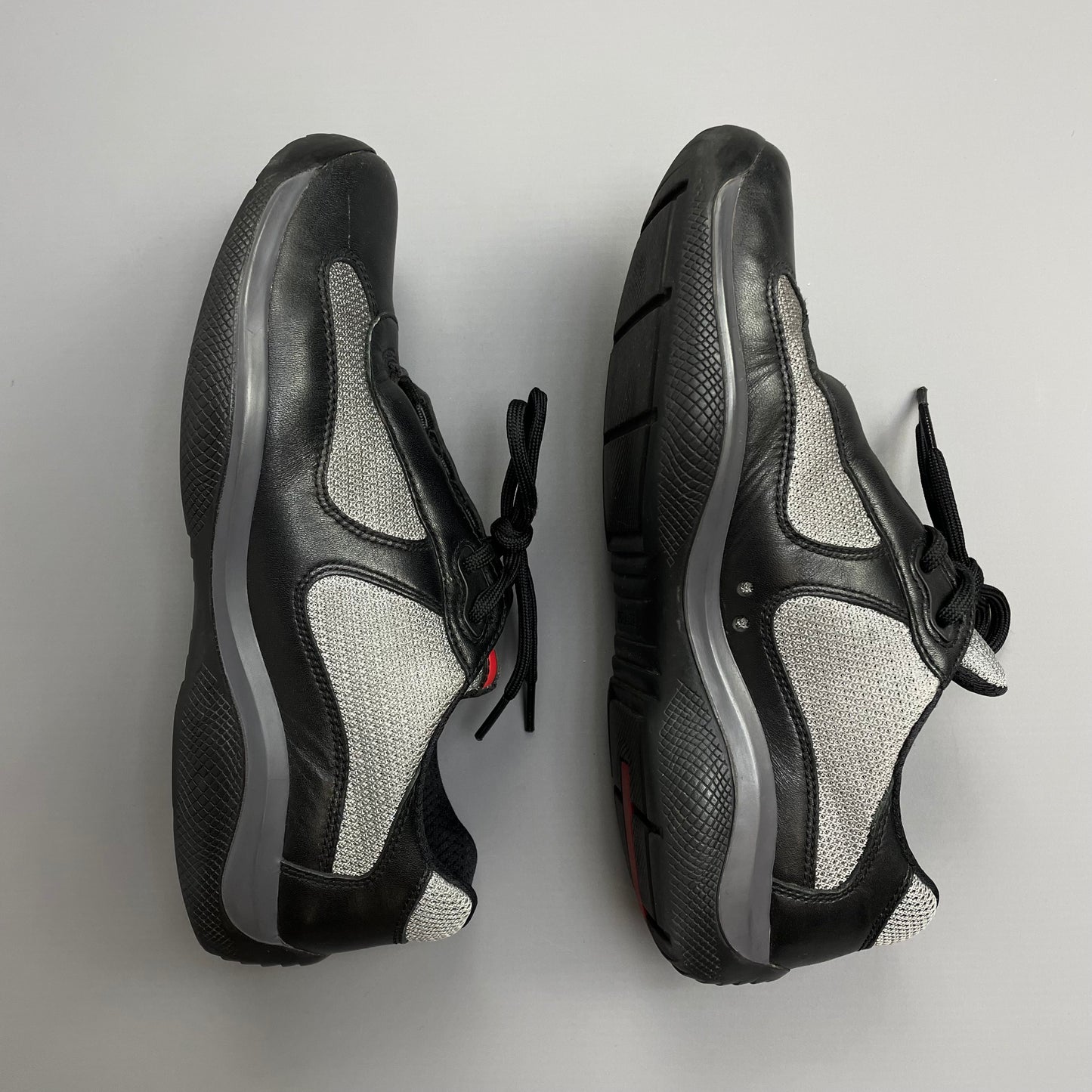 Prada Americas Cup Black & Steel Grey Mesh Trainers