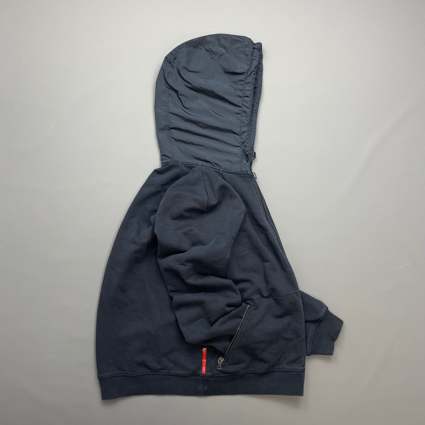 Prada Sport 2012 Red Tab Nylon Hood Zip-Through Hoodie