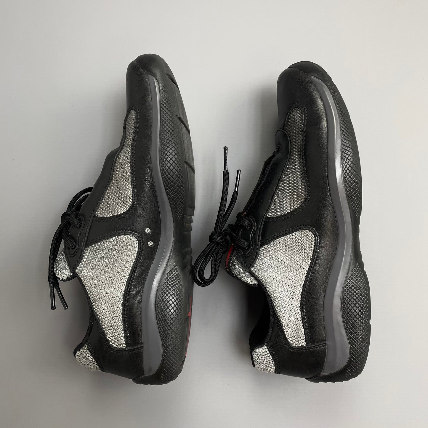 Prada Americas Cup Black & Steel Grey Mesh Trainers