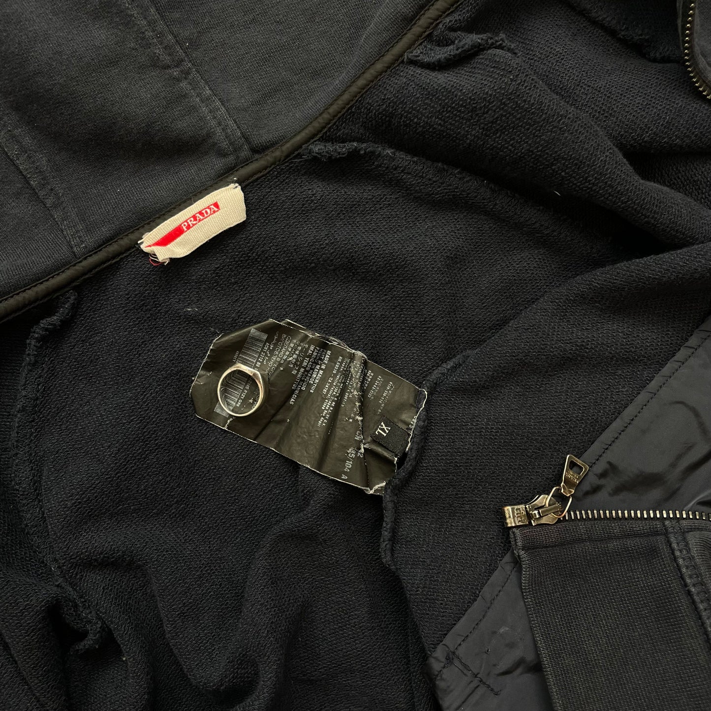 Prada Sport 2012 Red Tab Nylon Hood Zip-Through Hoodie